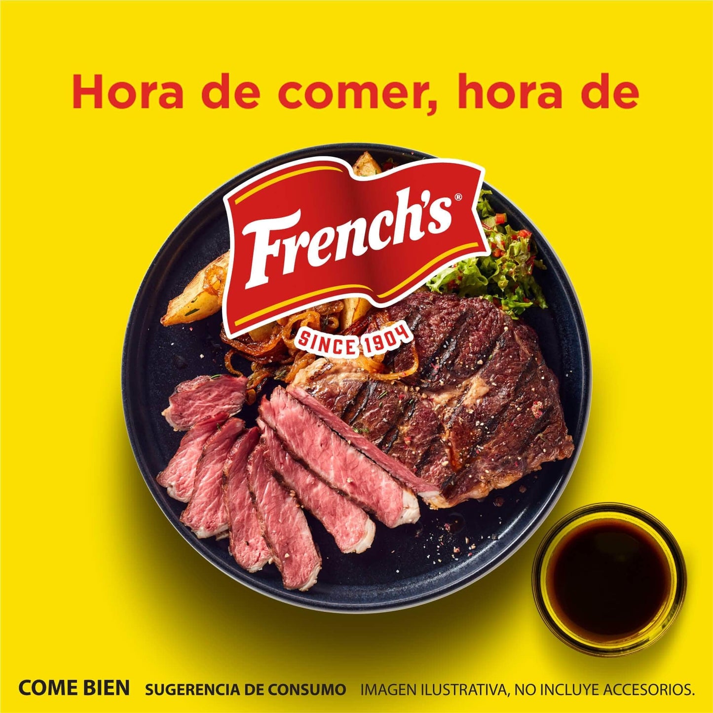 FRENCH'S - Salsa Inglesa Clásica, Ingredientes Naturales y de Calidad, para Marinar Carne y Pescado, Contiene Soja, sin Gluten, Colorantes o Saborizantes, Color Negro, Botella de 3,78 L