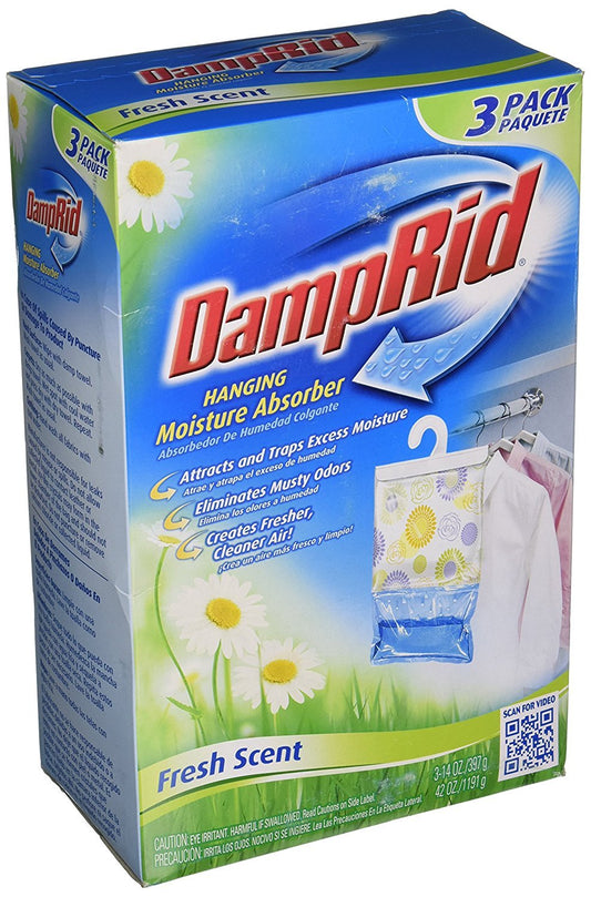 DampRid FG83LV - Amortiguador de Humedad para Colgar, Lavanda y Vainilla, Paquete de 3