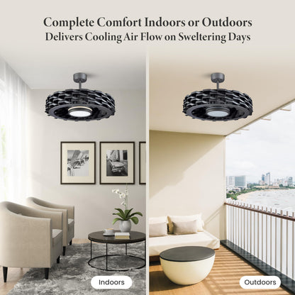 Todays Fans Ventilador de techo sin aspas con luces y mando a distancia, LUMIO - Ventilador de techo con barra descendente de perfil bajo o montaje empotrado con luces para recámara y más, LED