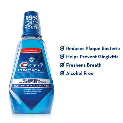 Crest Crest - Enjuague oral hidratante sin alcohol Multi=Protección Clean Mint 16.9 onzas