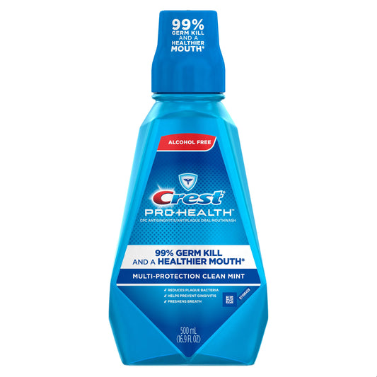 Crest Crest - Enjuague oral hidratante sin alcohol Multi=Protección Clean Mint 16.9 onzas