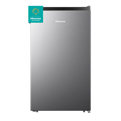 Hisense RR33D6AGX1- Frigobar,3.3 pies cúbicos,Termostato ajustable,Congelador independiente,Estantes para botellas de 2 litros,48x45x84cm(AnchoxLargoxAlto),Gris