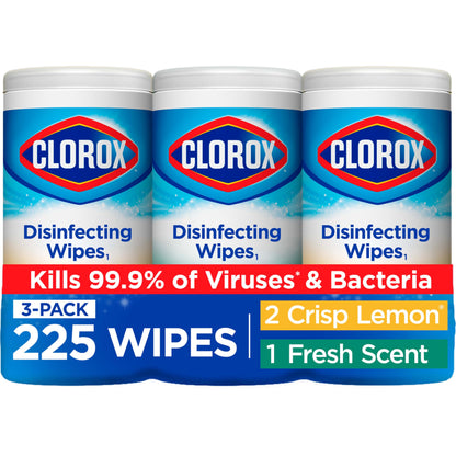 Clorox Disinfecting Wipes Value Pack, Fresh Scent and Citrus Blend, 75 Count (Pack of 3)