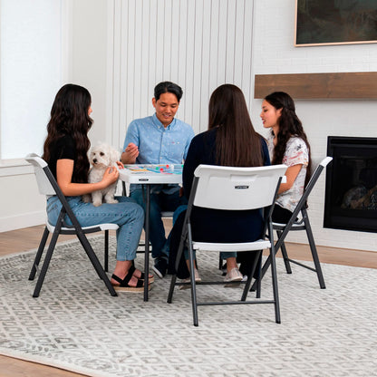 Lifetime Products 80100 Folding Table, White Polyethylene With Steel Frame, 37-In. Square