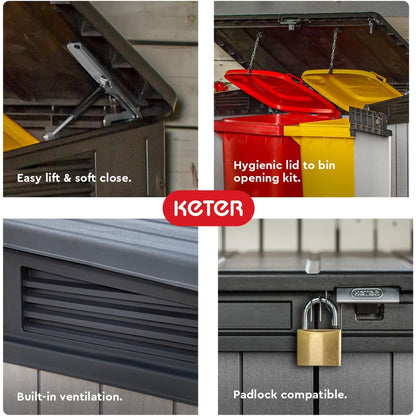 Keter Cobertizo de almacenamiento para exteriores, color gris y negro