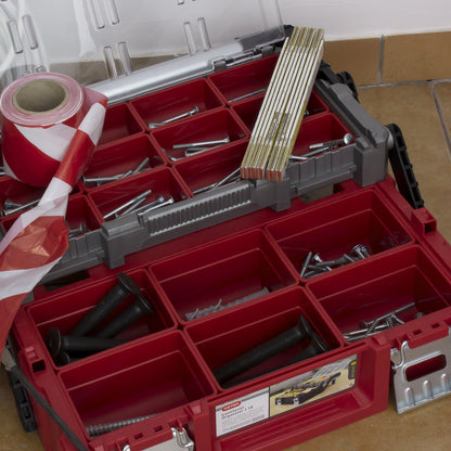 Keter - Keter Master Pro Series Cantilever 17186819 Caja de herramientas de 18 pulgadas de plástico rojo/plateado