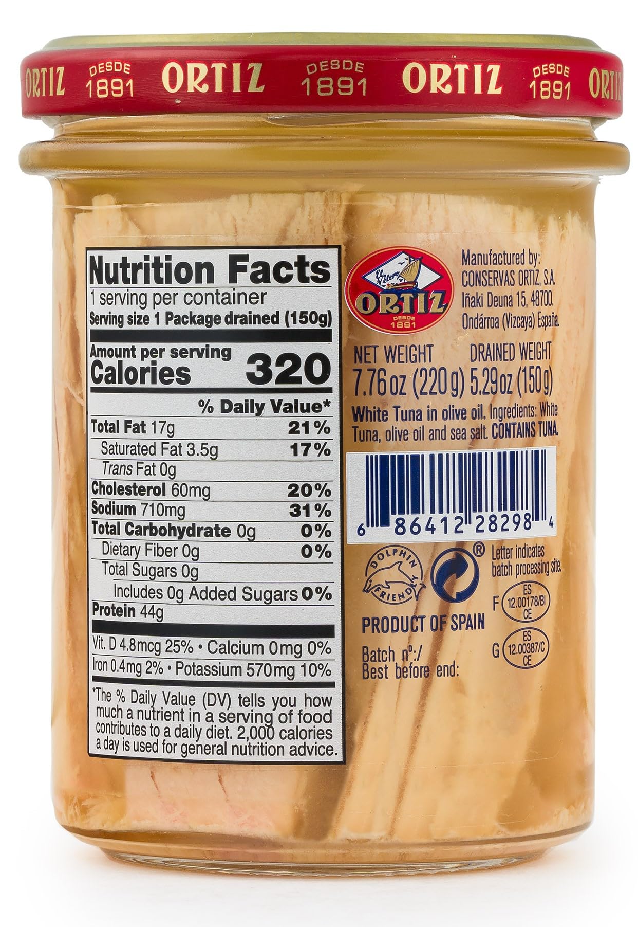 ORTIZ Atún blanco en aceite de oliva, 8 onzas