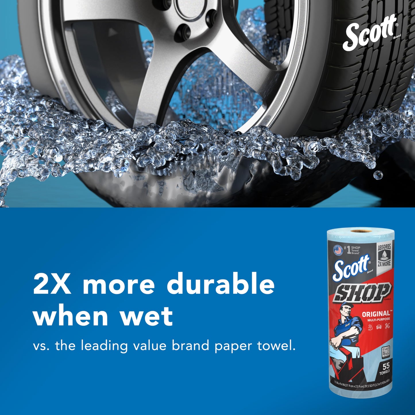 Kimberly-Clark Scott (75130) - Toallas para taller, Azul, 30 Rolls