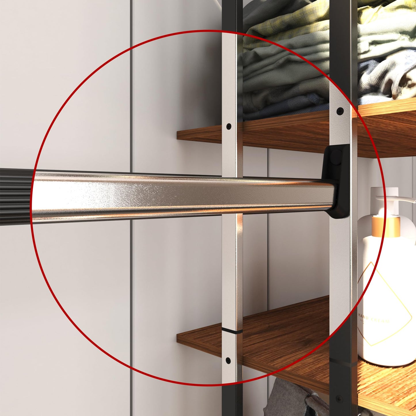 PLAYCON Clóset ? Lisboa. Clóset, Ropero Armable, Mueble Armable para Ropa, Organizador para Ropa con 7 Entrepaños y 3 Barras para Colgar