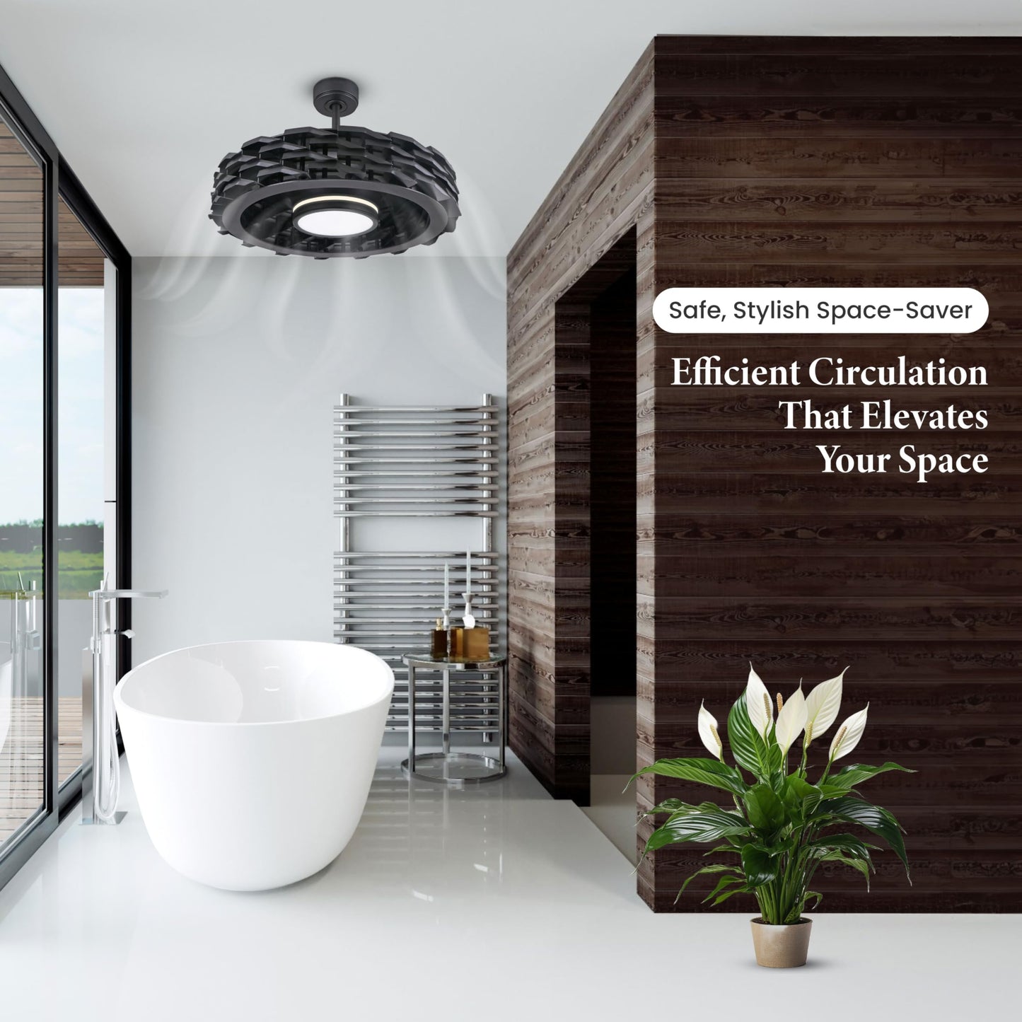 Todays Fans Ventilador de techo sin aspas con luces y mando a distancia, LUMIO - Ventilador de techo con barra descendente de perfil bajo o montaje empotrado con luces para recámara y más, LED