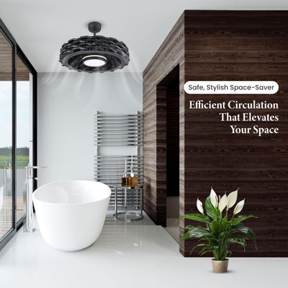 Todays Fans Ventilador de techo sin aspas con luces y mando a distancia, LUMIO - Ventilador de techo con barra descendente de perfil bajo o montaje empotrado con luces para recámara y más, LED