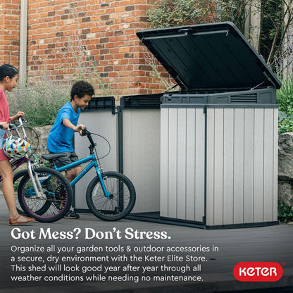 Keter Cobertizo de almacenamiento para exteriores, color gris y negro