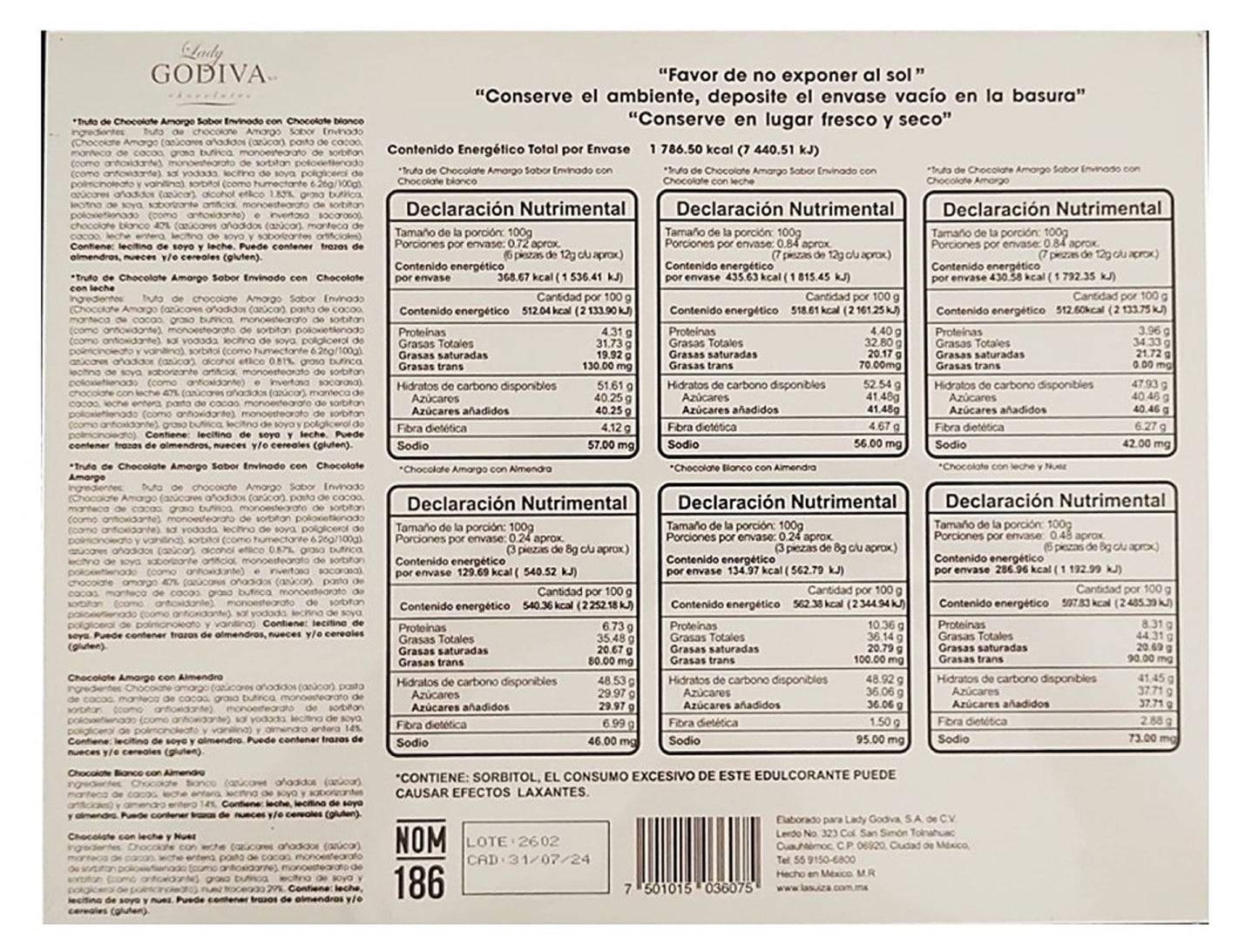 Surtido de Chocolate y Trufas, LADY GODIVA, 336 gramos