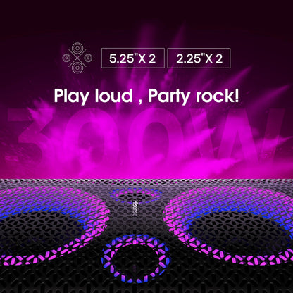 Hisense Ultimate - Altavoz inalámbrico para Fiesta Exterior e Interior con subwoofer, 2.0 CH, 300 W, IPX4 Impermeable, batería de Larga duración, Bluetooth5.0, Modo DJ y Karaoke (HP100)
