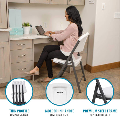 Lifetime 22804 Silla Plegable Comercial clásica, Granito Blanco, 1 Paquete