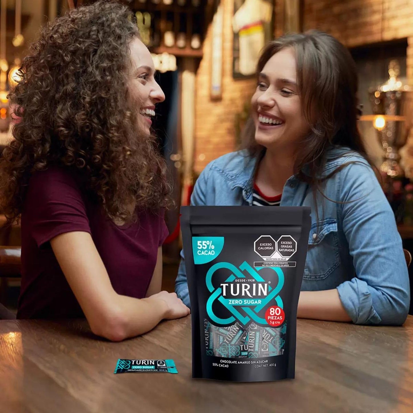 Chocolate Amargo Zero Azúcar Turin 80 piezas 400g