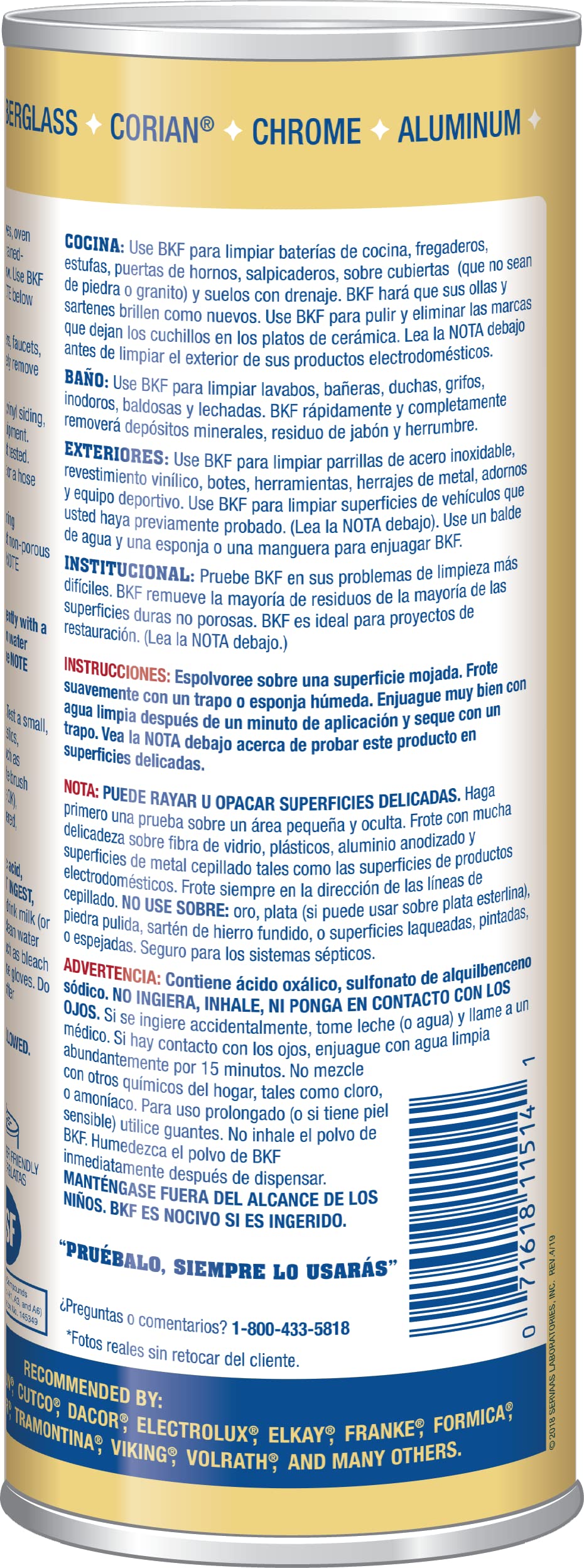 Bar Keepers Friend Limpiador en polvo de 21 onzas, limpiador multiusos y removedor de manchas, baño, cocina y uso al aire libre, para acero inoxidable, aluminio, latón, cerámica, porcelana, bronce y más (paquete de 2)