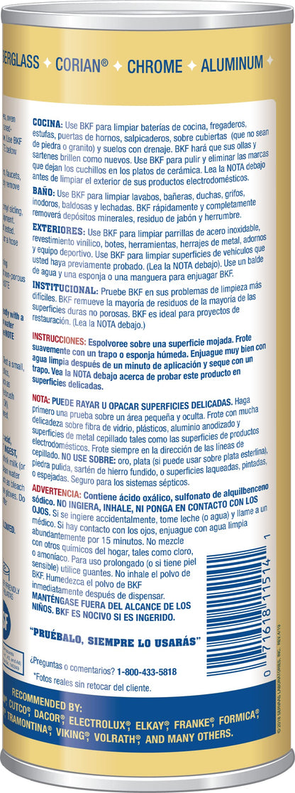Bar Keepers Friend Limpiador en polvo de 21 onzas, limpiador multiusos y removedor de manchas, baño, cocina y uso al aire libre, para acero inoxidable, aluminio, latón, cerámica, porcelana, bronce y más (paquete de 2)