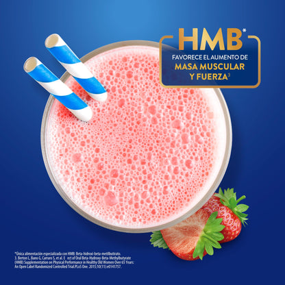 Ensure Advance Alimentación Especializada Líquida con HMB, Fresa, Azul, 237 ml, 16 Piezas