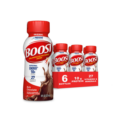 BOOST - Bebida nutritiva completa de chocolate rico Boost, 8 onzas botellas (Paquete de 6)