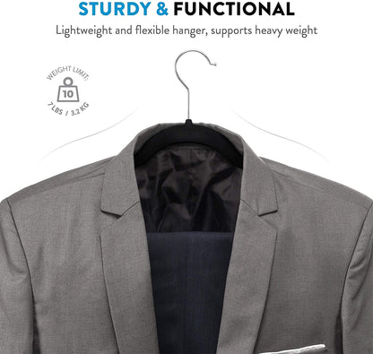 Ganchos - para Ropa de Terciopelo50 Unidades Caja Color Negro Perchas de Ropa Calidad Premium Gancho 360 grados para Camisas Sacos Chamarras Pantalones Pants y Ropa
