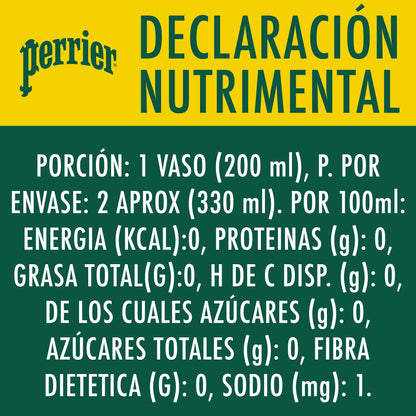 Nestlé Waters - Perrier, Agua de manantial gasificada. Paquete de 4 piezas con 330 ml c/u, 1.32 litros