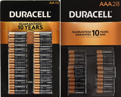 Duracell - Duracell CopperTop - Paquete variado de baterías alcalinas – 48 pilas AA y 28 pilas AAA Valuepack