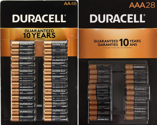 Duracell - Duracell CopperTop - Paquete variado de baterías alcalinas – 48 pilas AA y 28 pilas AAA Valuepack