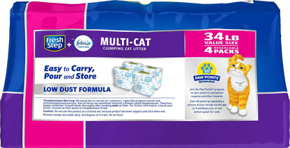 Fresh Step Multi-Cat with Febreze Freshness, Clumping Cat Litter, Scented, 34 Pounds
