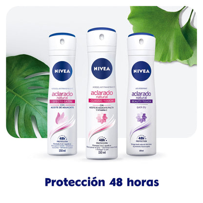 NIVEA - Desodorante Aclarante para Mujer, Nivea Tono Natural Classic Touch (150 ml), 48hrs Protección Antitranspirante en Spray con Aceite de Aguacate y Vitamina C