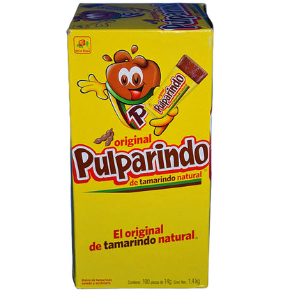 Pulparindo - Pulparindo De la Rosa, Caja 100 Piezas, tamarindo natural, Total 1.4 Kg
