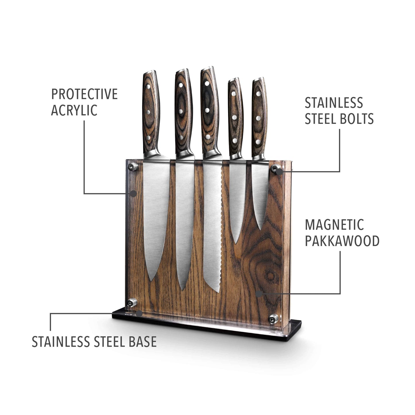 AR+COOK Art & Cook Elite - Cubertería de acero con soporte de madera (6 unidades), Ash/Pakkawood