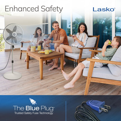 Lasko 1827 Ventilador de pedestal ajustable con elegancia y rendimiento de 18 pulgadas