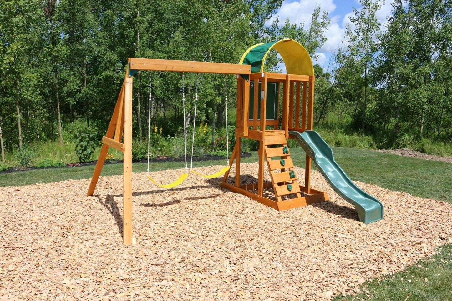 Unknown - Juego de columpio de madera para el techo, patio de juegos para niños, para jugar al aire libre, patio y caja de arena