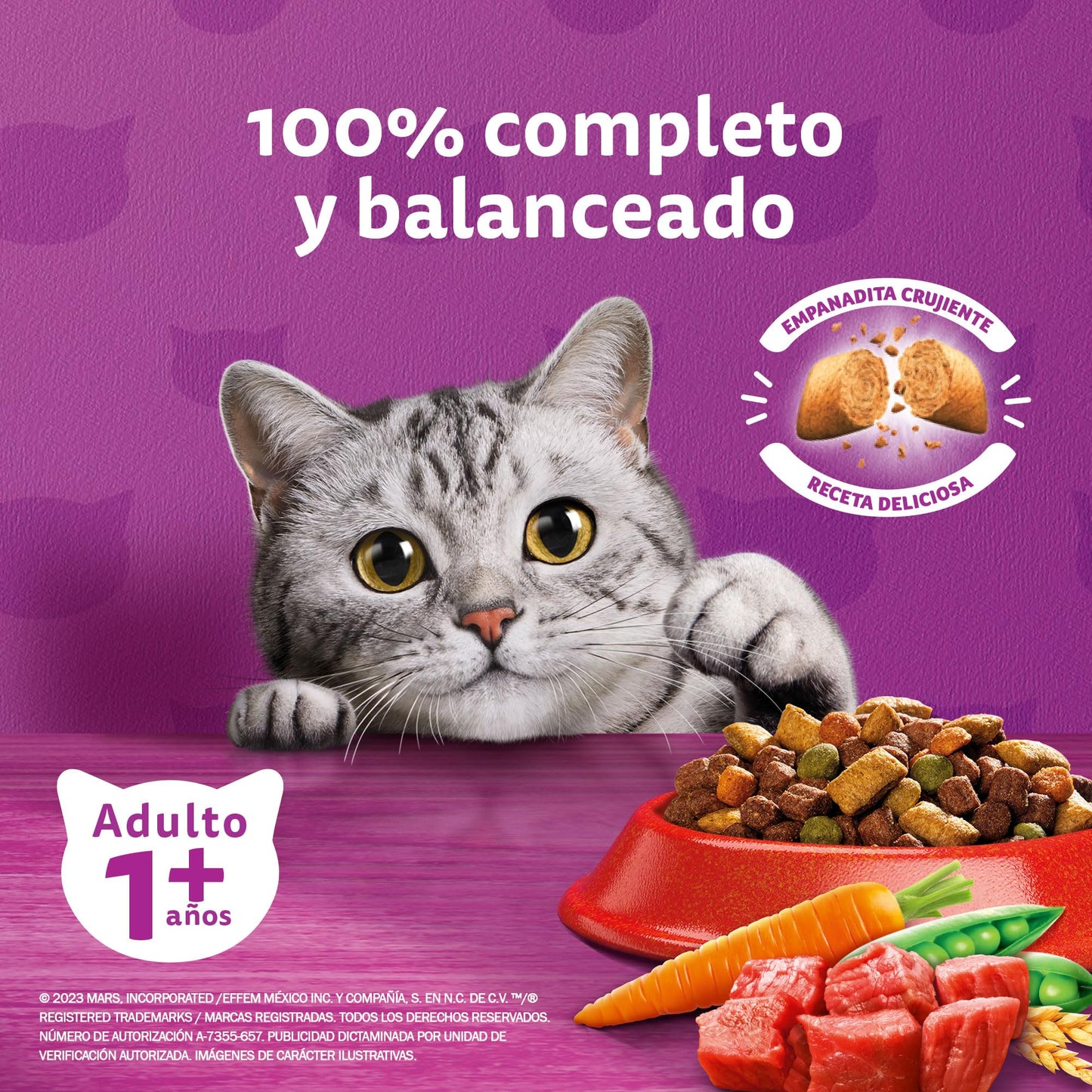 Whiskas Whiskas alimento para Gatos Adultos Sabor Carne Receta Orginal 9Kg Violeta