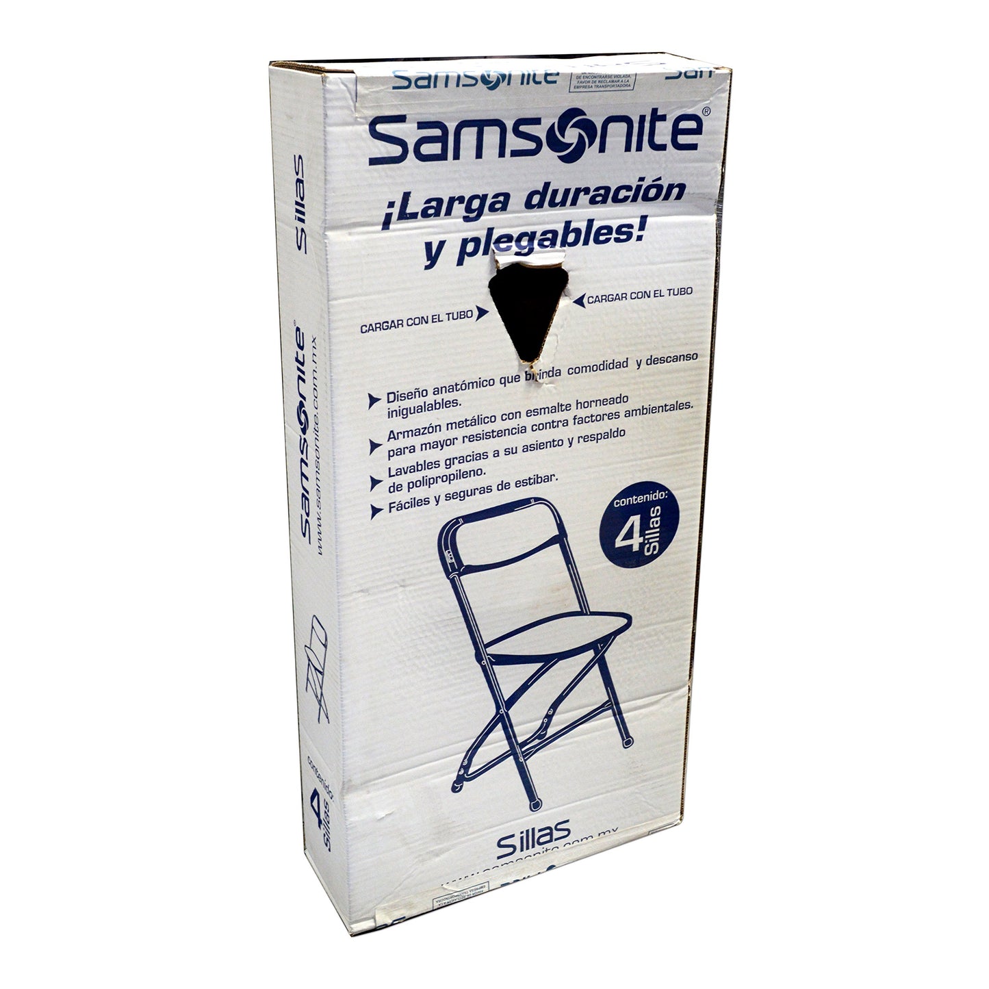 Samsonite - Sillas Plegables Samsonite de 4 Unidades, Negro, Resistente a los UV, Acero y Polipropileno, Contemporáneo, para Exterior y Patio Jardín