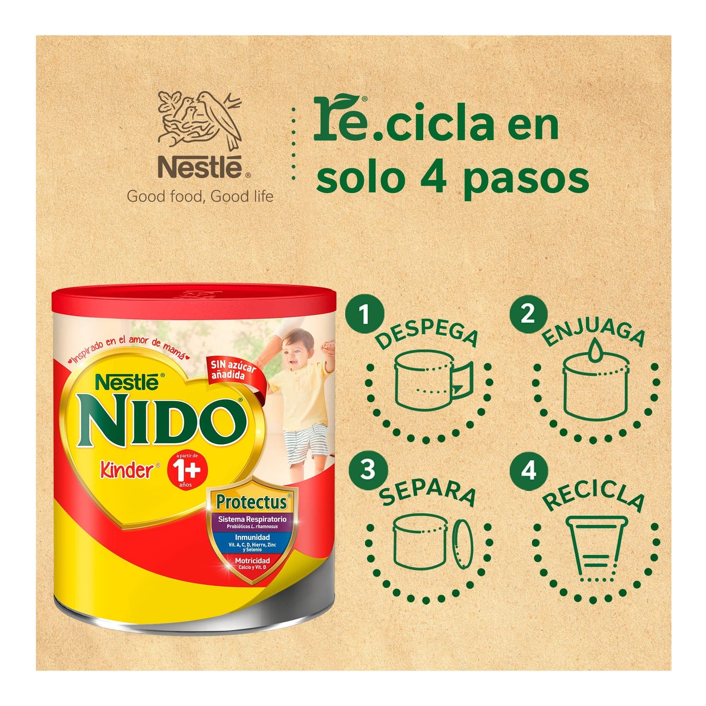Nido Kinder, Alimento para Niños a partir de 1 año, Lata 2.5kg