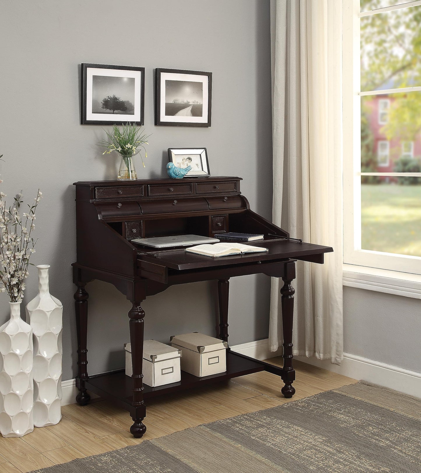 Coaster Fine Furniture - Coaster Fine Furniture 800772 Escritorio Estilo Transicional de MDF, Color Café