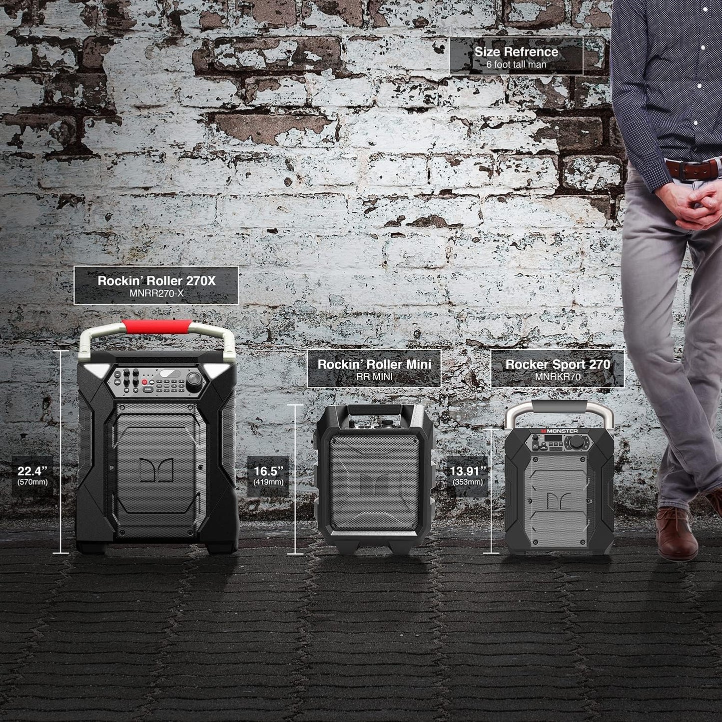 Monster Rockin' Roller 270 Altavoz inalámbrico portátil para interiores y exteriores, 200 vatios, hasta 100 horas de tiempo de reproducción, resistente al agua IPX4, cargador Qi, conecta a otro