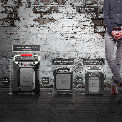 Monster Rockin' Roller 270 Altavoz inalámbrico portátil para interiores y exteriores, 200 vatios, hasta 100 horas de tiempo de reproducción, resistente al agua IPX4, cargador Qi, conecta a otro