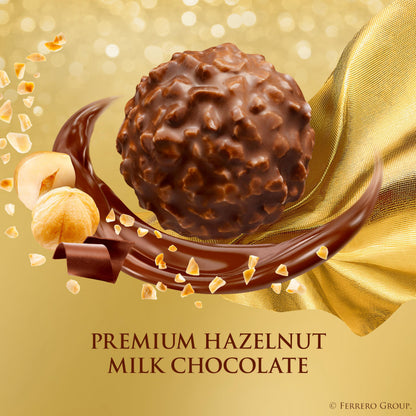 Ferrero Rocher chocolate con leche de avellana fina, 24 unidades, caja de regalo de chocolate y dulces, 10.5 oz