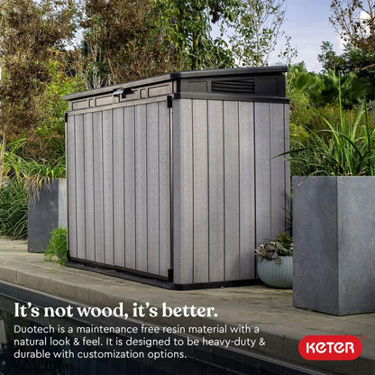 Keter Cobertizo de almacenamiento para exteriores, color gris y negro