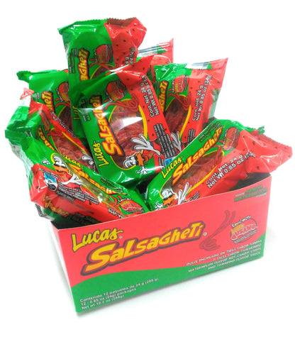 Lucas Salsagheti Flavor Sandia with Gusanos Tamarind Flavor Sauce, 0.85 oz, 12 package box