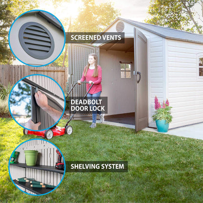 Lifetime - LIFETIME 60075 - Cobertizo de Almacenamiento para Exteriores, 8 x 15 pies, Arena del Desierto