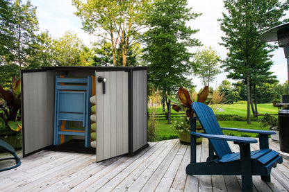 Keter Cobertizo de almacenamiento para exteriores, color gris y negro