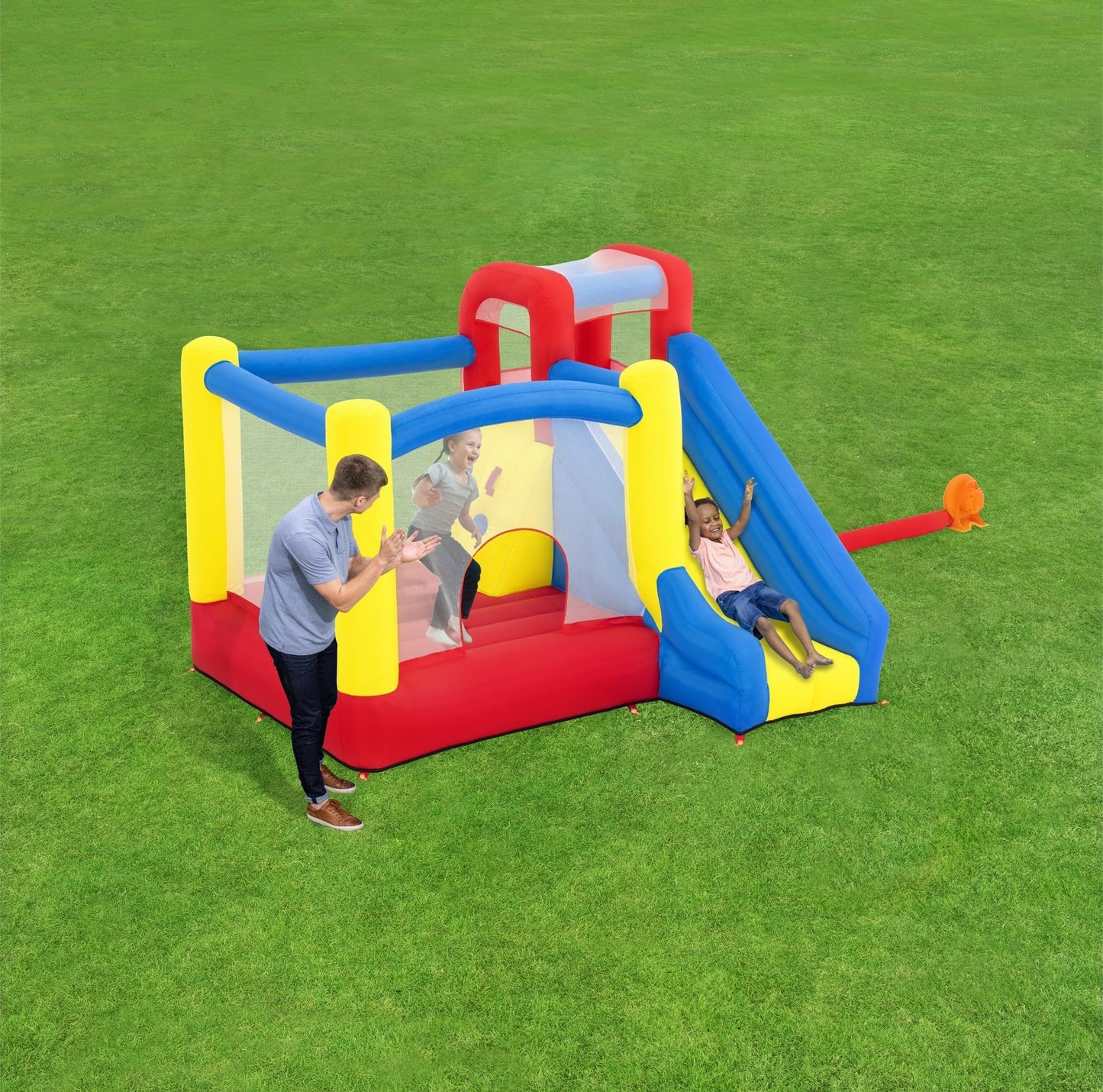 Bestway H2OGO! Slidetastic Mega Bouncer Bouncer House (9 pies x 8 pies 5 Pulgadas x 84 Pulgadas) | para Juegos en Interiores y Exteriores | Perfecto para niños a Partir de 3 años