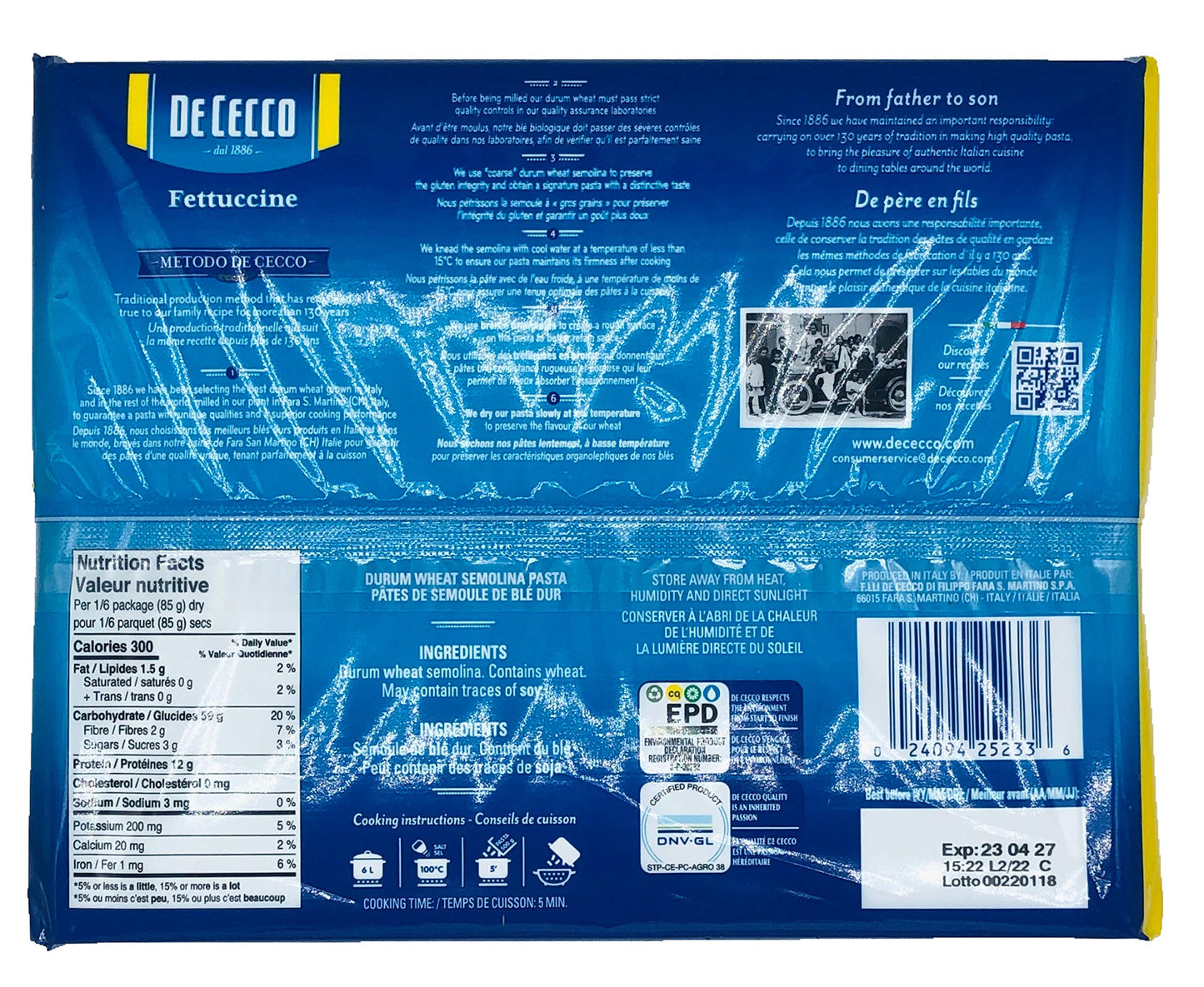 De Cecco - De Cecco Pasta Fettucine Nido #233 Italia 500 gramos