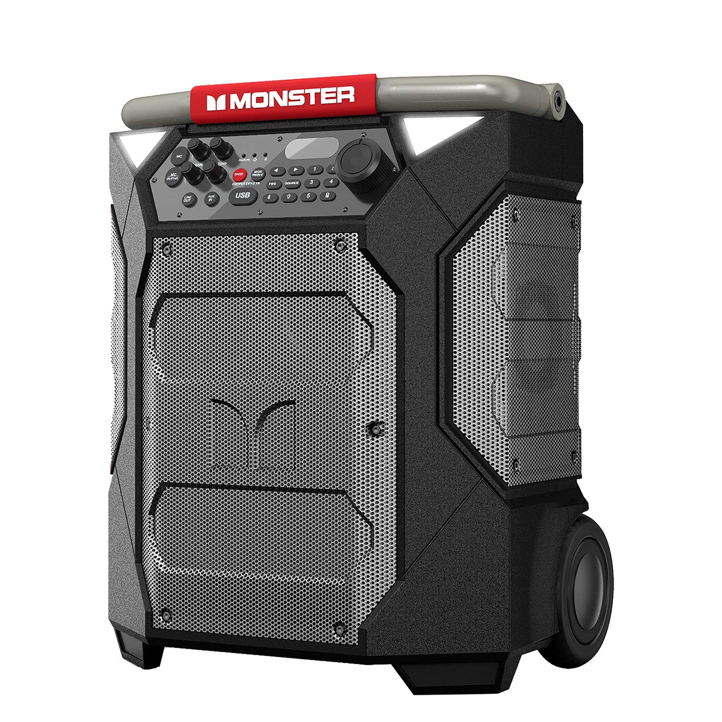 Monster Rockin' Roller 270 Altavoz inalámbrico portátil para interiores y exteriores, 200 vatios, hasta 100 horas de tiempo de reproducción, resistente al agua IPX4, cargador Qi, conecta a otro