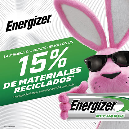 Energizer, 6 Pilas Recargables AA +4 Pilas AAA, Blanco/Verde