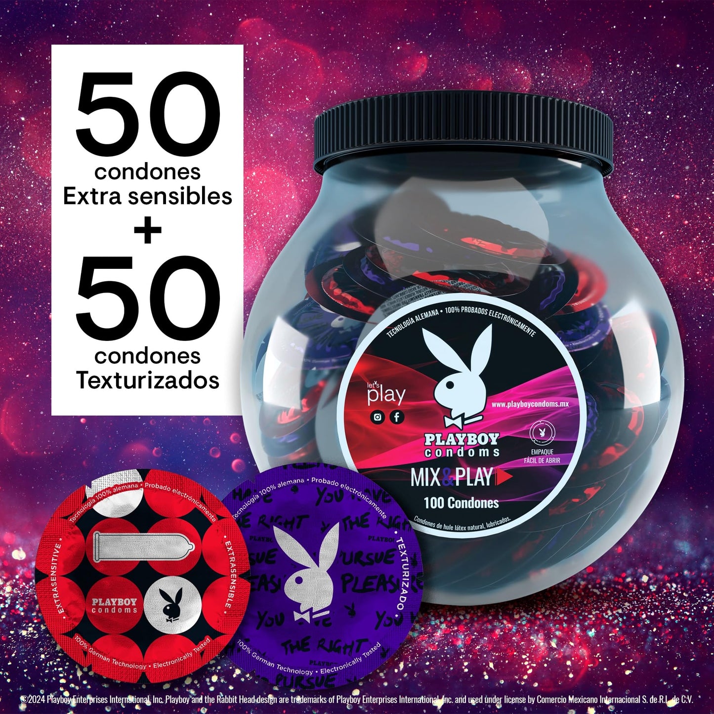 Playboy Condoms | Vitrolero con 100 condones